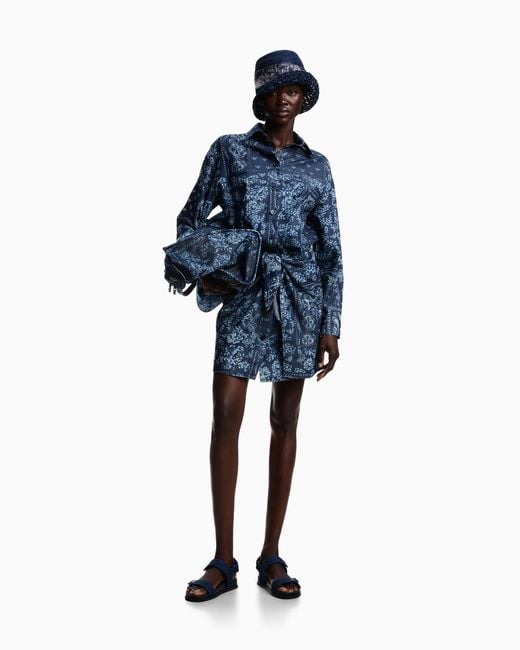Emporio Armani Blue Bandana Print Chambray Dress