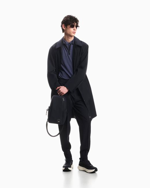 Emporio Armani Blue Trench Coat for men