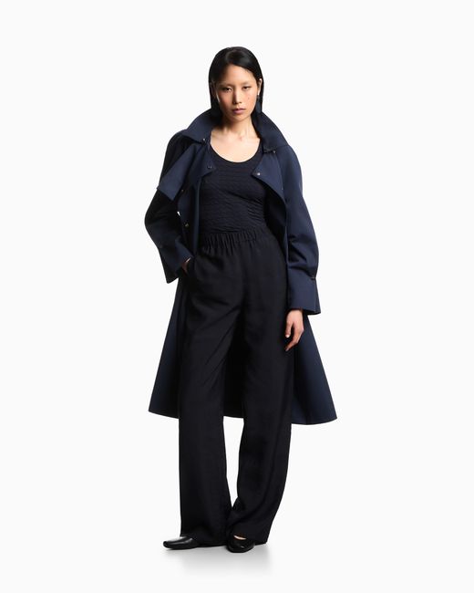 Emporio Armani Blue Jacquard Knit Nylon Stretch Needle Pattern