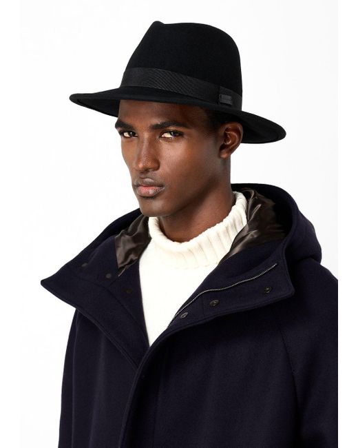 Emporio Armani Black Felt Fedora Hat for men