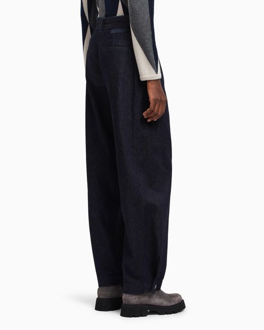 Pantaloni Con Pinces E Cintura di Emporio Armani in Blue
