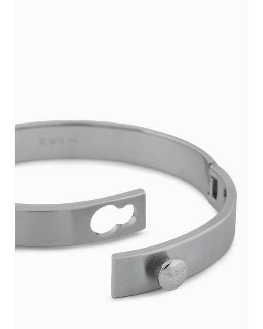 Emporio Armani Gray Stainless Steel Bangle Bracelet for men