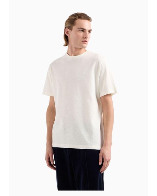Emporio Armani White Jacquard Jersey T-shirt for men