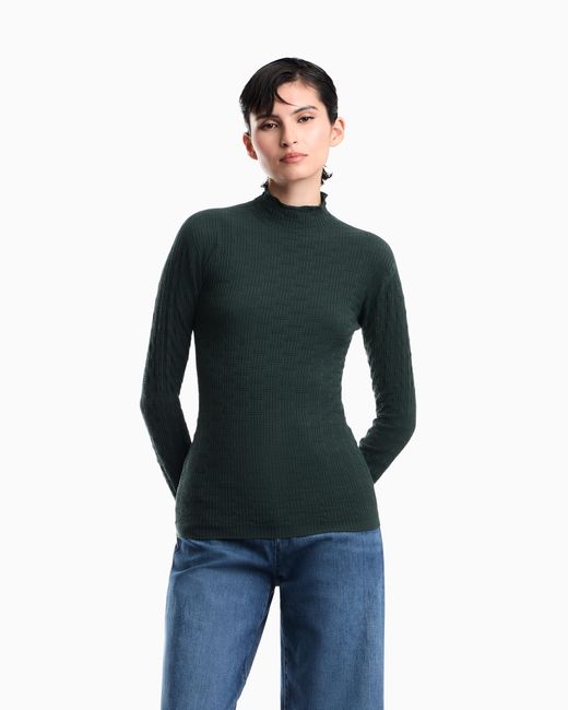 Emporio Armani Green Mock Neck Sweater