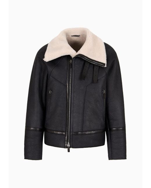 Emporio Armani Merino Lamb Shearling Biker Jacket-style Sheepskin