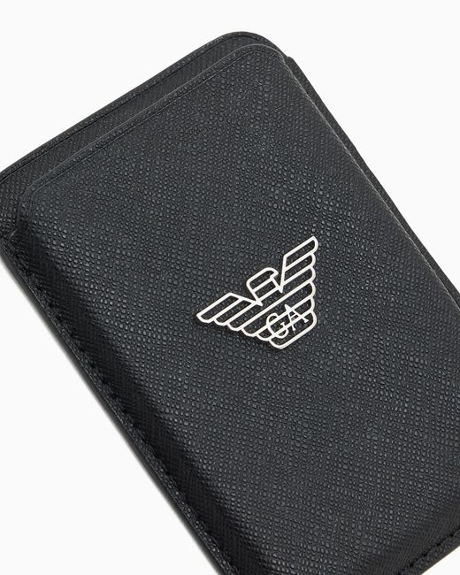 Emporio Armani Asv Kartenetui Mit Magnetfunktion, Gefertigt Aus Neu Aufbereitetem Saffiano in Black für Herren