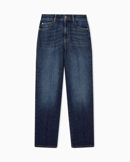 Emporio Armani Blue Five-Pocket Rigid Denim Jeans With A Vintage Look