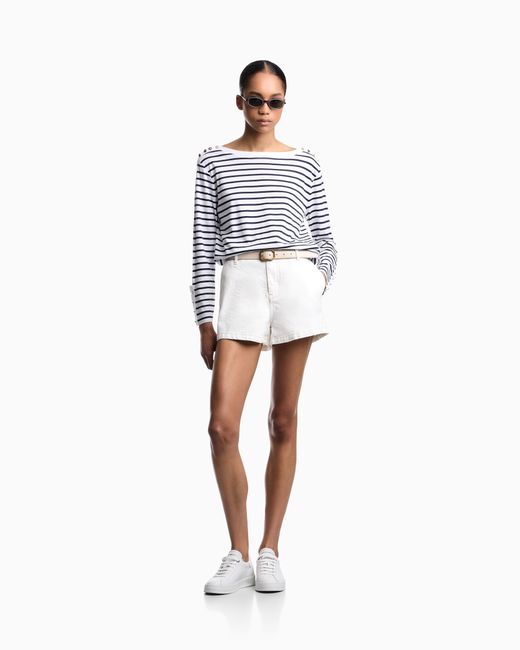 Emporio Armani Blue Striped Modal Jersey Jumper