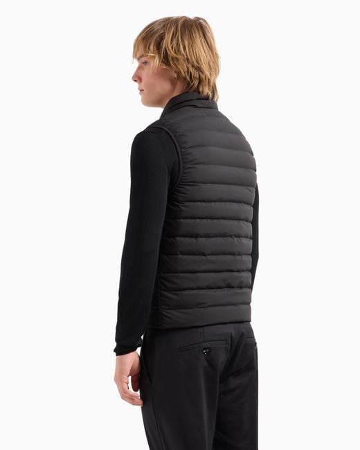Doudoune Sans Manches Entièrement Zippée En Nylon Matelassé Avec Écusson Logo Aigle Emporio Armani pour homme en coloris Black