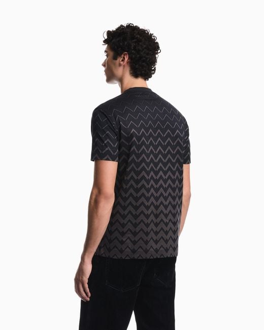 Emporio Armani Blue Jersey Jacquard T-Shirt for men