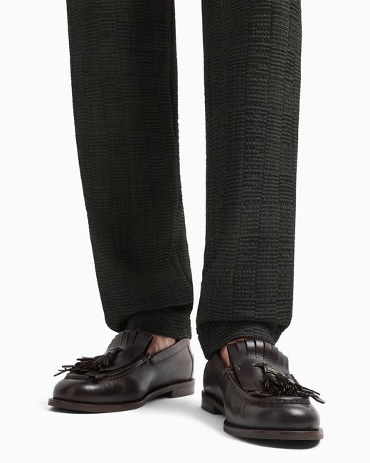 Emporio Armani Gray Virgin-Wool Trousers With 3D-Effect Weave for men