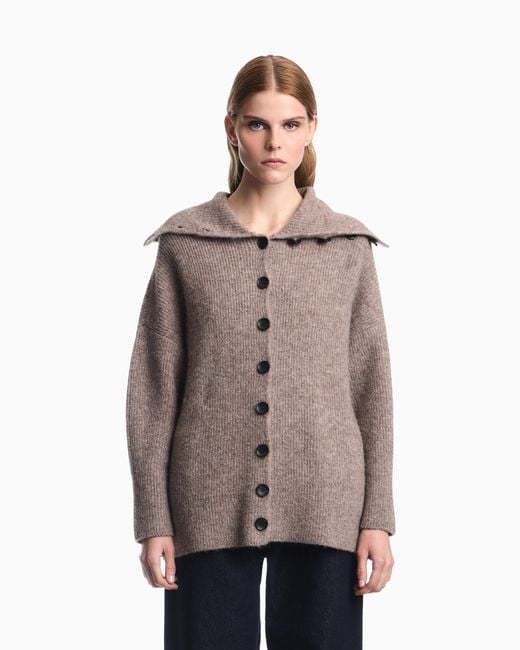 Emporio Armani Brown Alpaca Blend Cardigan Boteh Capsule