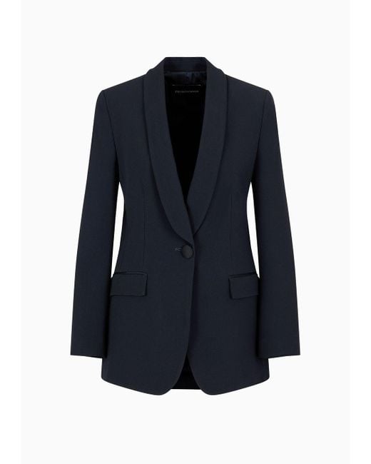 Emporio Armani Blue Envers-satin, Shawl-collar Jacket