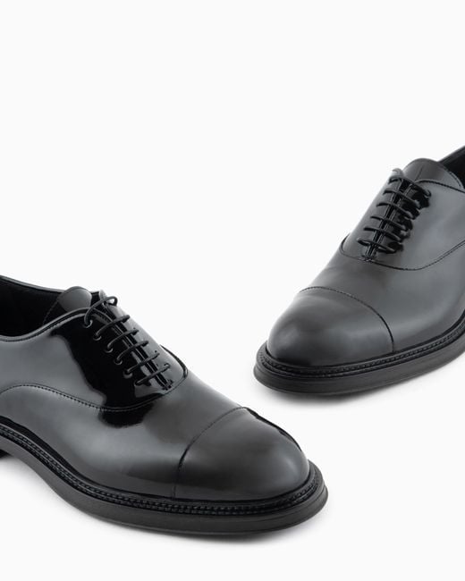 Emporio Armani White Patent Leather Lace-Ups for men