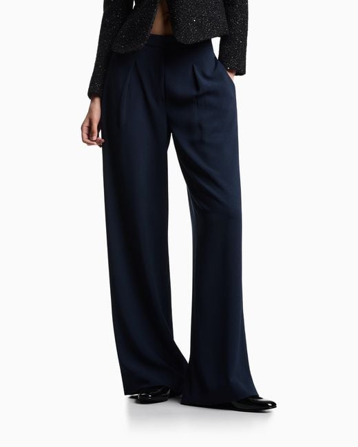 Pantalon À Pinces En Tissu Sablé Stretch Emporio Armani en coloris Blue