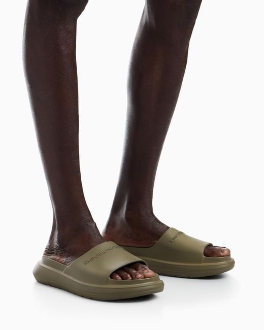 Emporio Armani Green Monobloc Sandals With Logo for men