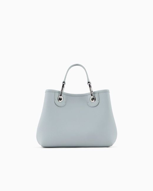 Emporio Armani Blue Small Myea Shopper Bag With Deer Print