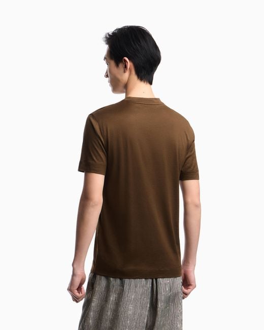 Emporio Armani Brown Slim-Fit Lyocell-Blend Jersey T-Shirt With Logo Patch for men