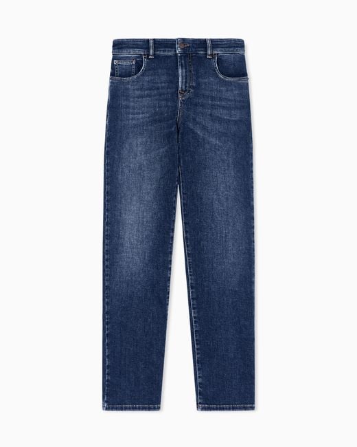 Emporio Armani Blue J36 Slim-Fit, Worn-Look, Stretch-Denim Jeans