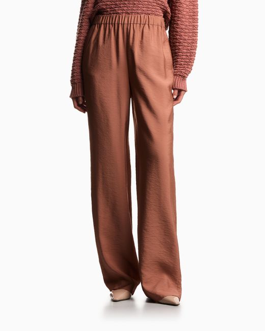 Emporio Armani Brown Icon Modal Muslin Elasticated-Waist Trousers