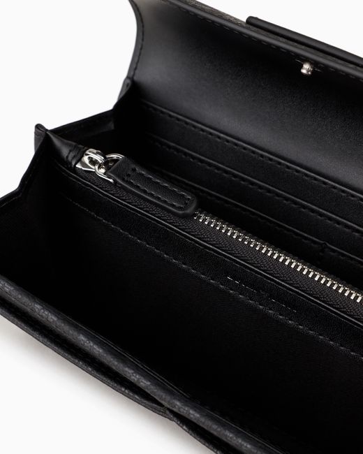 Emporio Armani Black All-Over Eagle Wallet With Flap