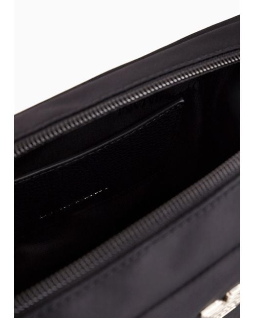 Emporio Armani Black Travel Essentials Medium Washbag In Recycled Nylon