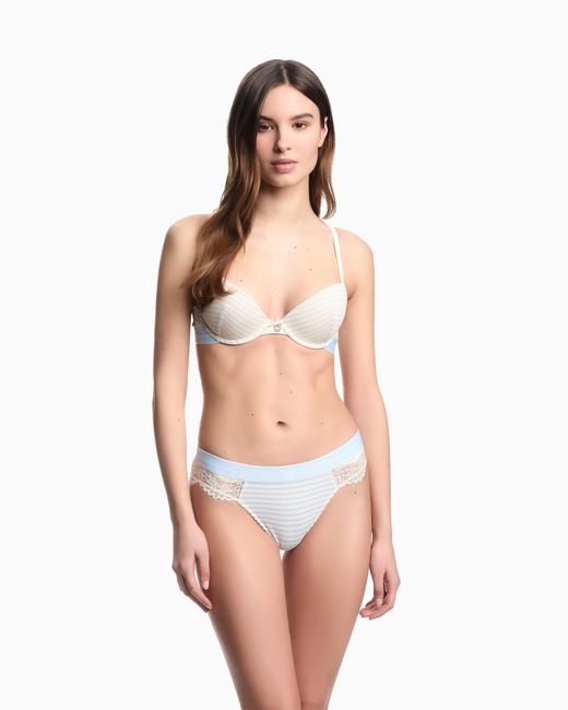 Emporio Armani White Asv Ribbed Recycled-Jersey Brazilian Briefs