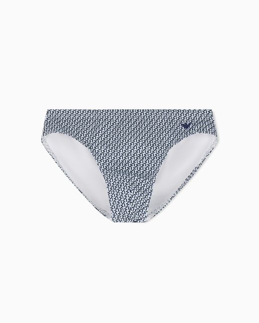 Emporio Armani Gray Swim Briefs With All-Over Logo for men