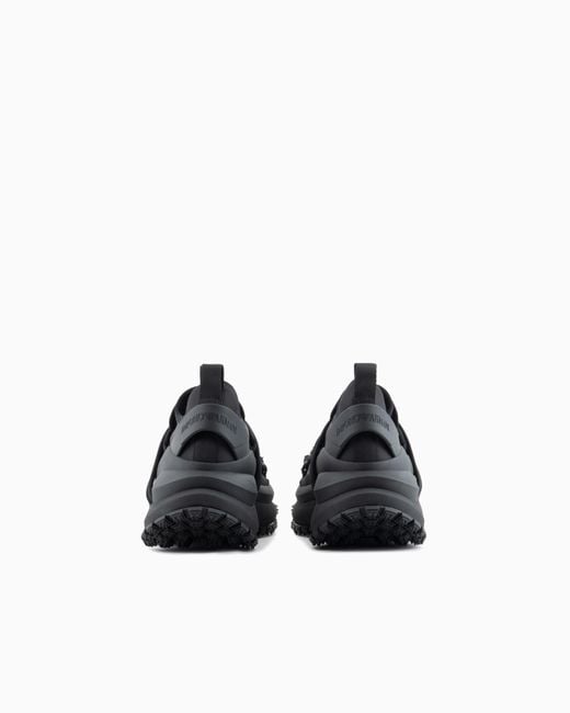 Emporio Armani Blue Nylon Sneakers With Scuba Details And Drawstring for men