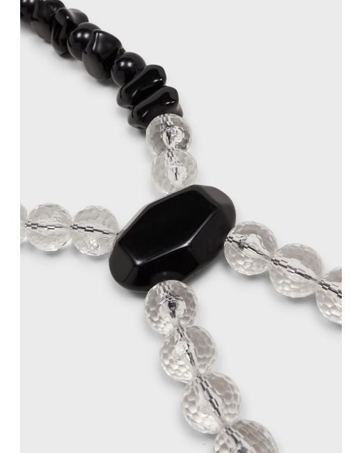 Emporio Armani Two-tone Beaded Choker in Transparent (Black) | Lyst
