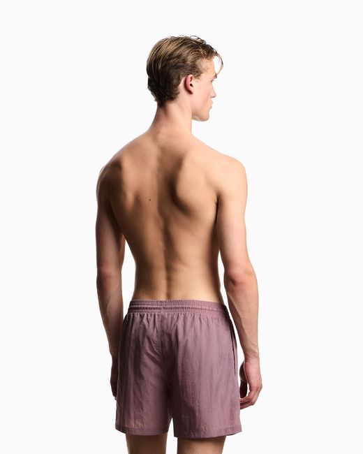 Emporio Armani Purple Swim Shorts With Stitched Logo Embroidery for men