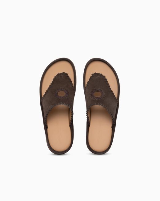 Emporio Armani White Velour Suede Flip-Flop Sandals for men