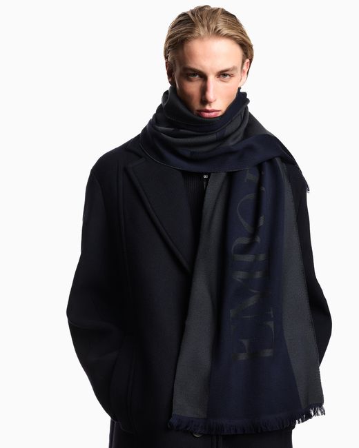 Emporio Armani Blue Logo Scarf for men