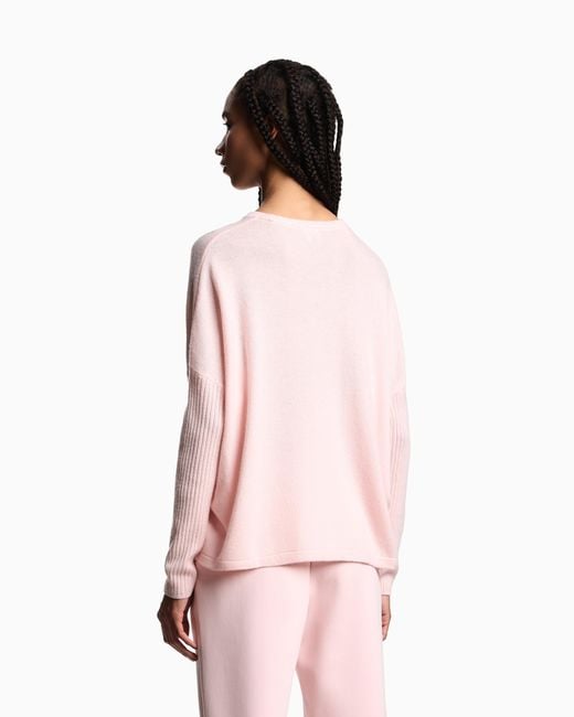 Emporio Armani Pink Valentine's Day Capsule Collection Virgin-Wool Jumper With Rhinestones