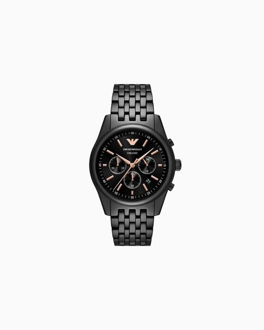 Emporio Armani Black Chronograph Ceramic Watch for men