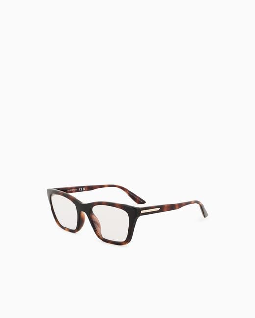 Emporio Armani White Cat-Eye Sunglasses With Clip-On Lenses