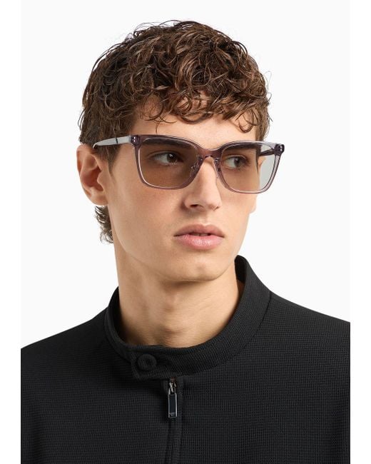 Emporio Armani Gray Square Sunglasses Asian Fit for men
