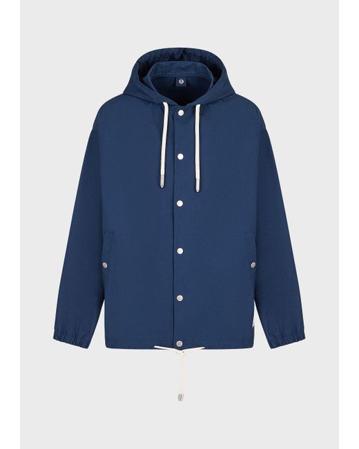 Emporio Armani Sustainable Collection Recycled Canvas Hooded Blouson in  Blue for Men | Lyst