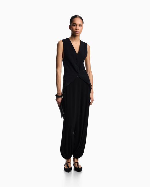 Emporio Armani Blue Envers Satin And Organza Waistcoat