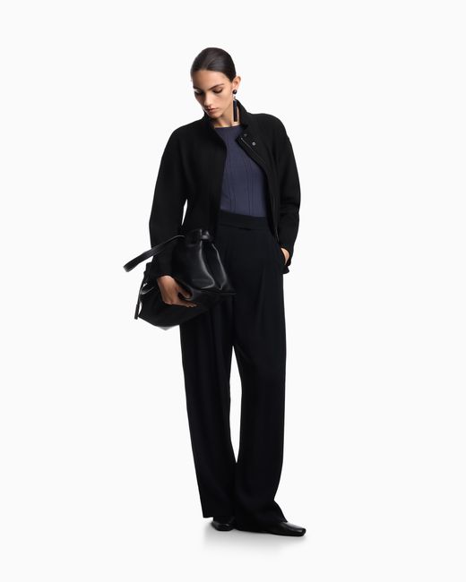 Emporio Armani Blue Full-Zip Crêpe Jersey Blouson