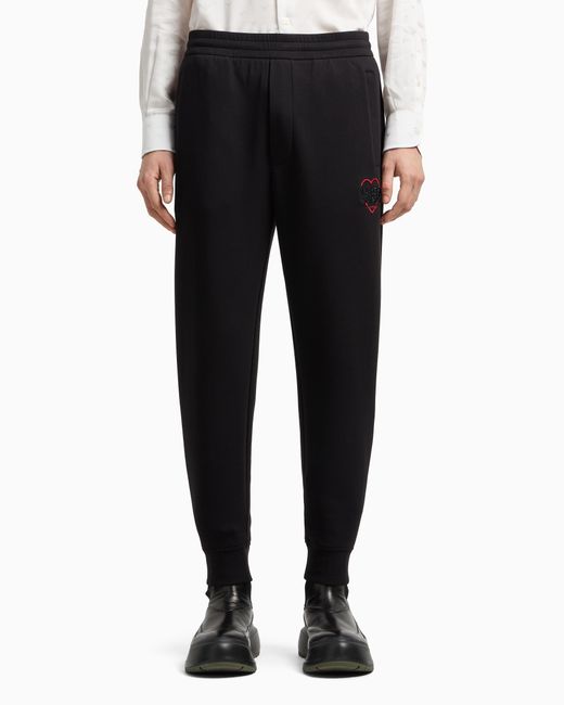 Pantalones De Chándal En Punto Doble Con Bordado Cápsula San Valentín Asv Emporio Armani de hombre de color Black