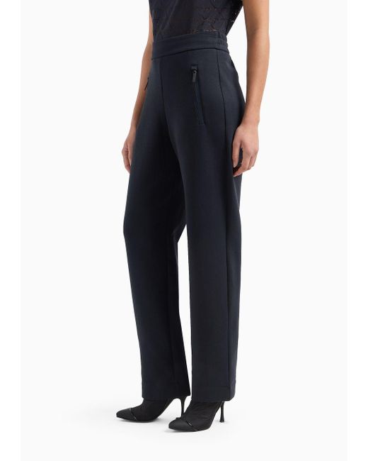 Emporio Armani Blue Double Jersey Trousers With Heat-sealed Zip