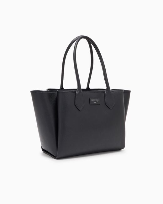 Emporio Armani Black Large Shopper Bag With Palmellato Finish