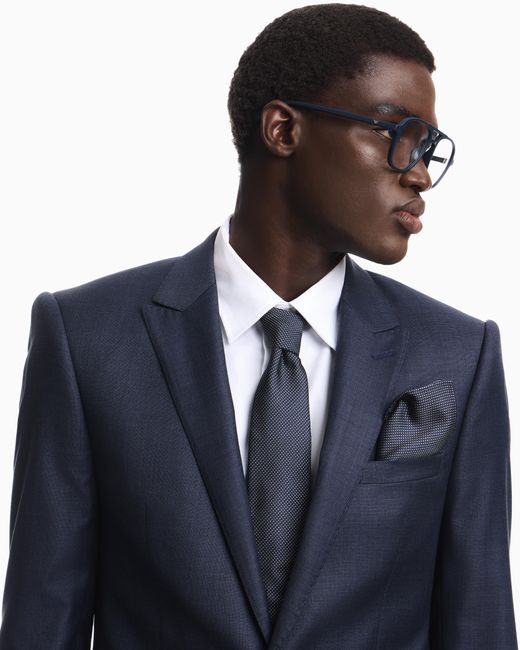 Emporio Armani Blue Single-Breasted Slim-Fit Suit for men