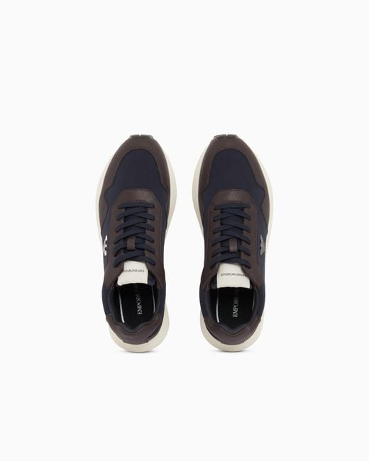 Emporio Armani White Recycled Nylon Sneakers With Regenerated Saffiano Details for men