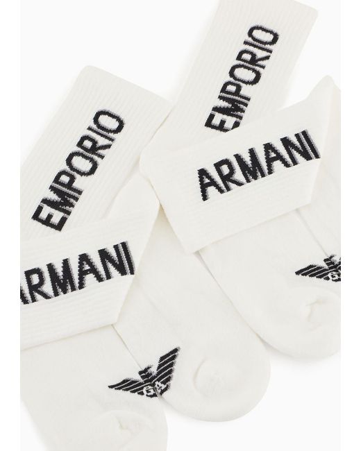 Emporio Armani , 2-pack Short Socks, White, One Size for men