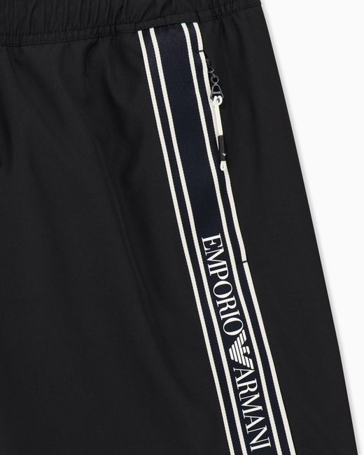 Emporio Armani Black Swim Shorts With Logo Tape for men