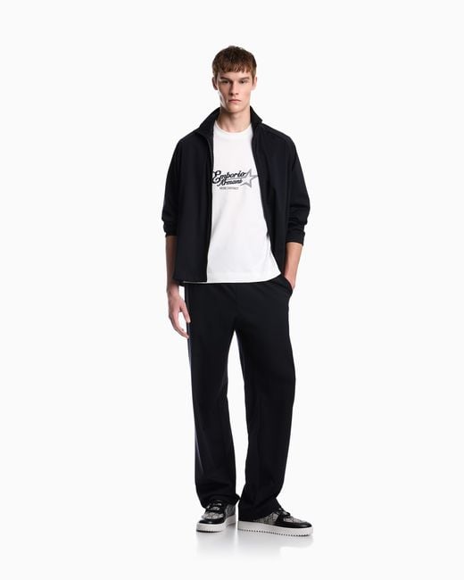 Emporio Armani White Heavy Jersey T-Shirt With Embroidered Logo for men