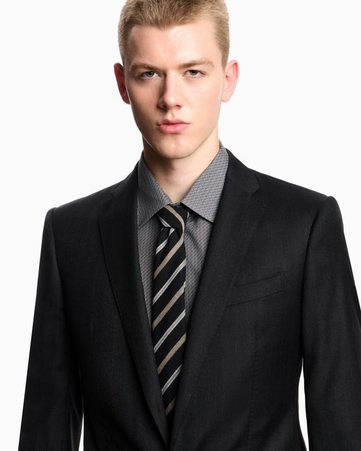 Traje De Abotonadura Sencilla Regular Fit De Lana Virgen Elástica Emporio Armani de hombre de color Black