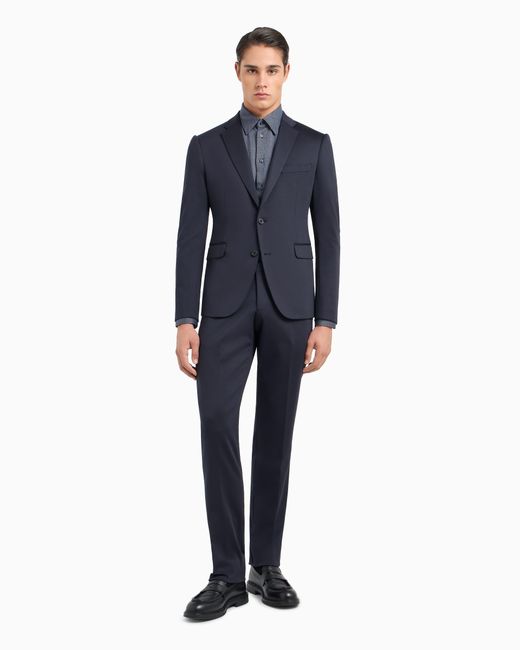 Emporio Armani Blue Single-Breasted, Slim-Fit Suit for men